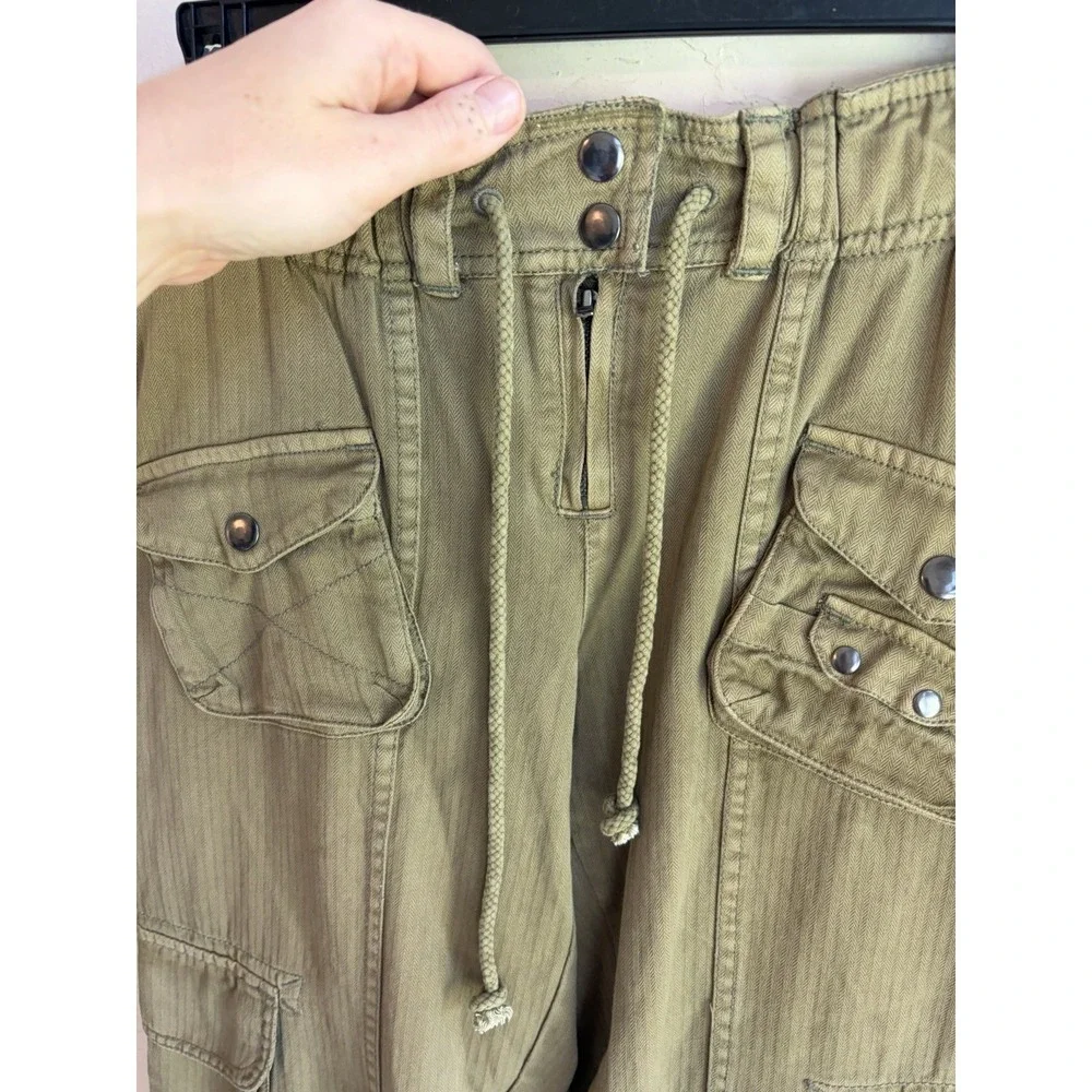 Free People Tahiti Cargo Pants XS NWT Green Dried Herb Baggy Utility Pull On